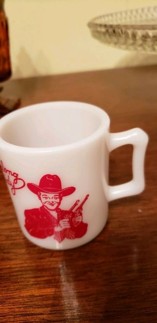 Vintage 1950 ' s RED Hopalong Cassidy Western Cowboy Coffee Cup Mug Milk Glass 2