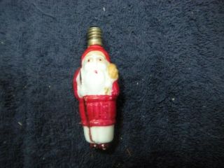 Antique Figural Milk Glass Santa Claus Christmas Light Bulb Vintage C6