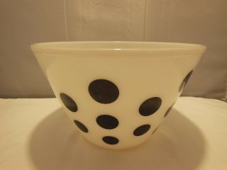 Vintage Mid Century Off White Large Bowl With Black Polka Dots 6 " X 9&1/2 " Dia.