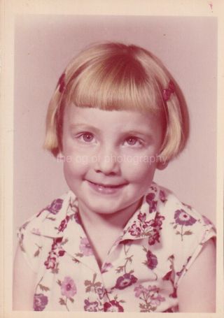 School Kid Girl Found Photo Color Portrait Vintage Child 810 13 E