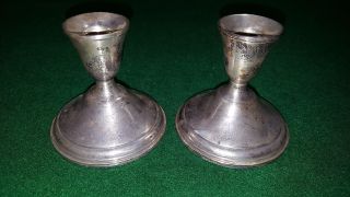 Vintage Sterling Silver Weighted Candlesticks Candle Holders B - 1