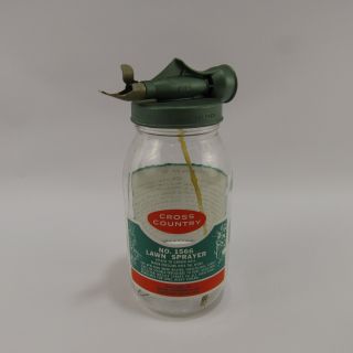Vintage Cross Country Lawn Sprayer Glass Bottle 8 " Sears Roebuck Hose Spray Jar
