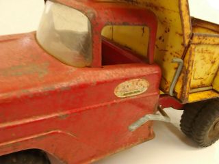 Vintage 1962 - 64 Tonka Ford Dump Truck Pressed Steel Toy Trucks Red / Yellow 4