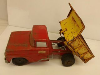 Vintage 1962 - 64 Tonka Ford Dump Truck Pressed Steel Toy Trucks Red / Yellow 7