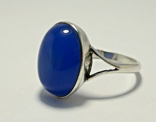 Fine Lovely Vintage Sterling Silver & Blue Chalcedony Ring Uk Size O 3.  7g