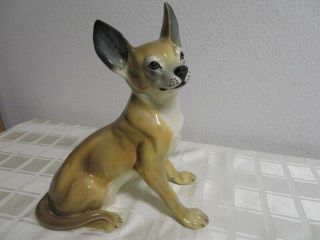 12 " Vintage Porcelain Pottery Chihuahua Dog Figurine Statue Made Italy Rosenfeld