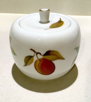 Royal Worcester Evesham Gold Sugar Bowl With Lid Vintage.  Cherry Peach Apple Ln