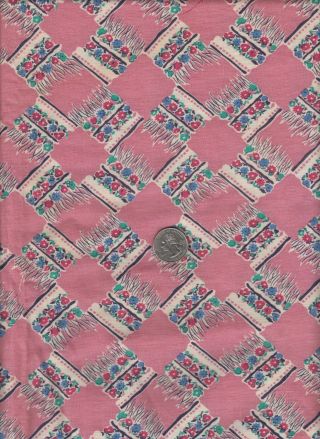 Vintage Feedsack Pink Floral Feed Sack Quilt Sewing Fabric 38x20
