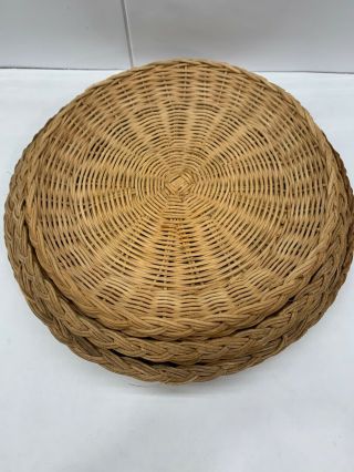 Vintage Wicker Rattan Bamboo Paper Plate Holders Camping BBQ Picnic — 6 —3 Sizes 2