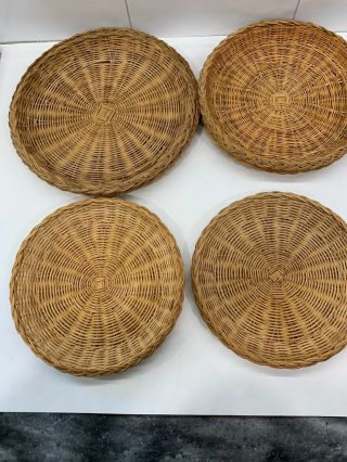 Vintage Wicker Rattan Bamboo Paper Plate Holders Camping BBQ Picnic — 6 —3 Sizes 3