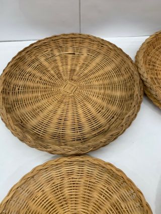 Vintage Wicker Rattan Bamboo Paper Plate Holders Camping BBQ Picnic — 6 —3 Sizes 4