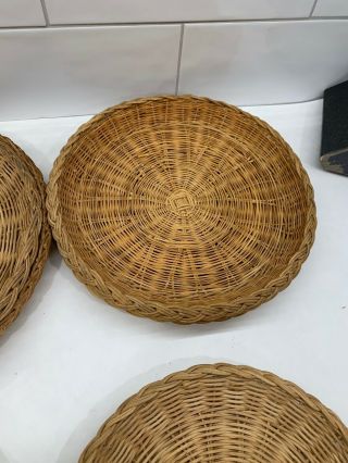 Vintage Wicker Rattan Bamboo Paper Plate Holders Camping BBQ Picnic — 6 —3 Sizes 5