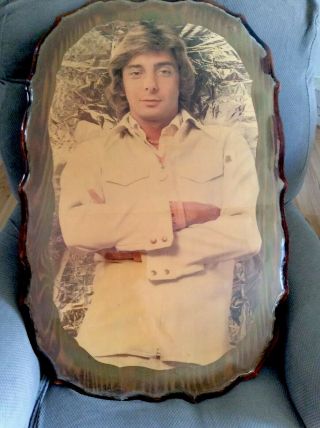 Barry Manilow Lacquer Vintage Wooden Plaque Picture From 1980s 32x21”