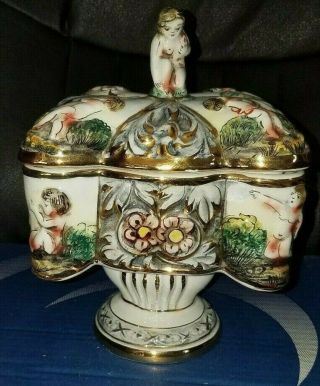 Vintage Capodimonte Covered Candy Dish (italy)