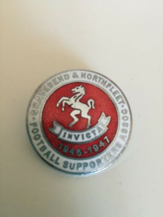 Vintage Enamel Gravesend And Northfleet 1946 - 47 Football Supporters Badge