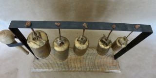 Vintage Rustic Tabletop Metal Chimes on a Wood Base w/Mallet COND 2