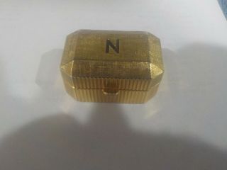 Vintage Gold Toned Pill Box Compact From Norell Perfume