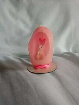 Rare Vintage 3 " Pink Egg With Bunny Inside Gurley Candle Easter Decoration Eas68