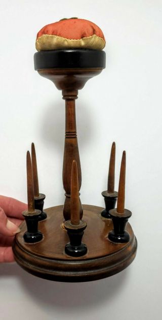Vintage Wooden Sewing Thread Spool Holder Germany
