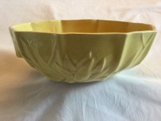 Vintage Nelson Mccoy Pottery Yellow Lotus Flower Console Bowl Planter 8” 1940’s