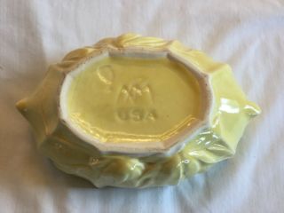 Vintage Nelson McCoy Pottery Yellow Lotus Flower Console Bowl Planter 8” 1940’s 3