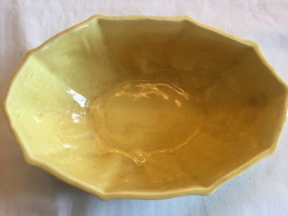Vintage Nelson McCoy Pottery Yellow Lotus Flower Console Bowl Planter 8” 1940’s 4