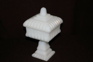 Vintage White Milk Glass Candy Dish W Lid,  Great Shape
