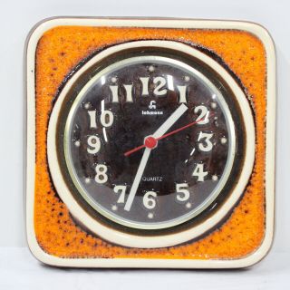 Vintage Lohmanns Orange Quartz Ceramic Analogue Wall Clock 454