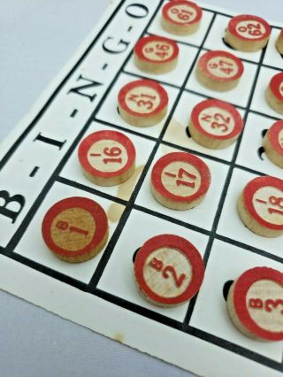 73 Vintage Bingo Call Numbers Wooden Red Parts Replacements Crafts Altered Art