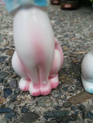 Vintage Anthropomorphic Cat and Dog in Hats Salt & Pepper Shakers Pink LOOK 2