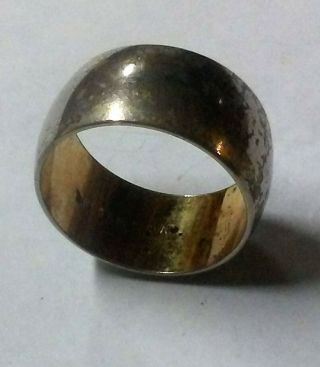 Vintage Designer Signed Uncas 14kt Gf Clad Sterling Wedding Ring Sz 7.  5