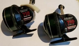 2 Vintage Johnson Model 710b Spincast Reel Fishing Tackle Box Repair