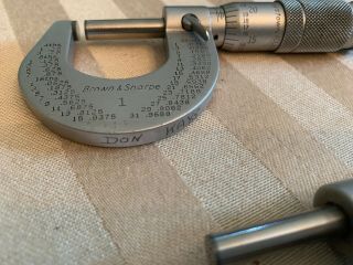 2 Vtg Brown & Sharpe 0 - 1 inch micrometer,  1 And 20 - 11 2