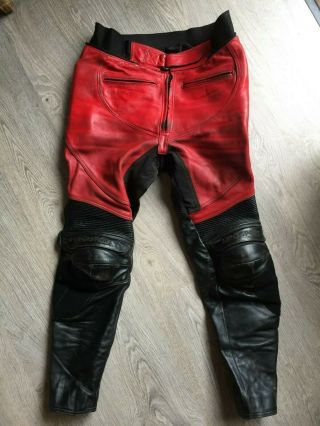 Mens Vintage Frank Thomas Leather Motorcycle Trousers Size 42 Eu 52 Sports Biker