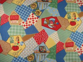 Fabric Traditions Vintage 1994 Teddy Bear Patchwork Cotton Fabric By The Yard