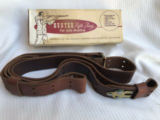 Vintage Hunter Leather Rifle Sling Model 27 - 161 With Box
