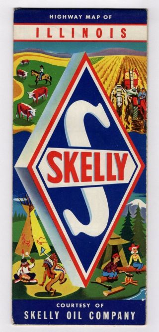Vintage 1962 Skelly Oil Illinois Road Map Travel Brochure