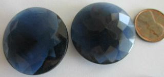 9 Vintage German Glass Enormous Heavy 32mm Montana Blue Faceted Curveback Stones