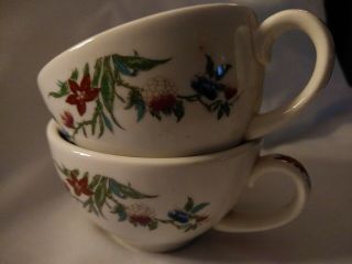 2 Vintage Syracuse China Restaurant Ware Diner Coffee Cups Floral Usa