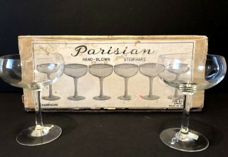 Vintage Set Of 6 Parisian Stemware " Kreiss Corporation " Handmade In Japan