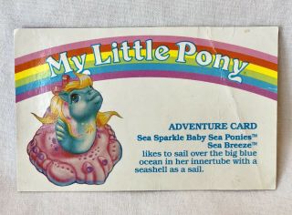 Vintage G1 My Little Pony Adventure Card Sea Sparkle Baby Ponies Sea Breeze