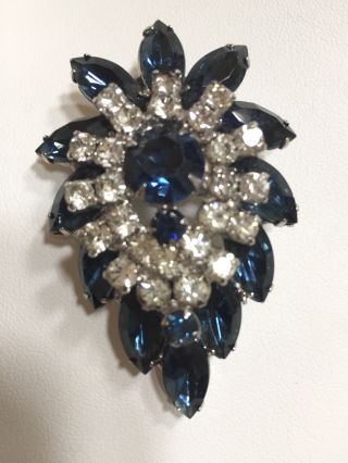 Stunning Vintage Juliana D&e Blue & Clear Rhinestone Pendant/brooch