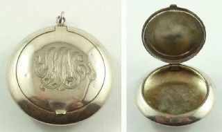 Vintage Sterling Silver Pill Box Pendant C.  1910 - 20 