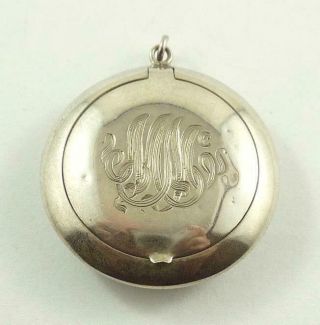 Vintage Sterling Silver Pill Box Pendant c.  1910 - 20 ' s 2