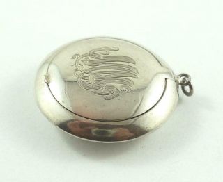 Vintage Sterling Silver Pill Box Pendant c.  1910 - 20 ' s 5