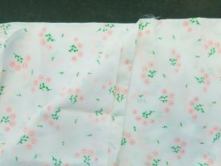 Vintage Flocked Floral Fabric White With Small Pink Daisy Flowers 1.  5 Yds X 43 " W