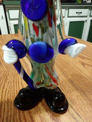Vintage Murano Style Hand Blown Glass Clown 10 1/2 