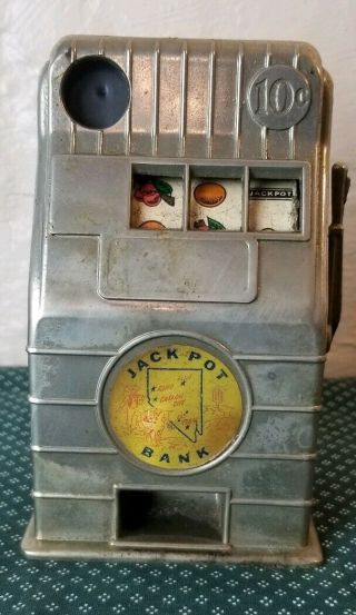 Vintage Cast Iron Bank Slot Machine Jack Pot Las Vegas Nevada