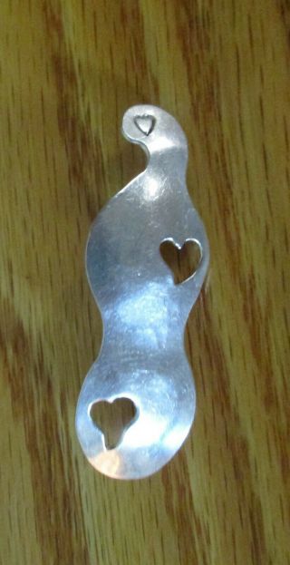 Vintage Sterling Silver Kingfisher Dulcimer Pin Brooch & Pendant With Hearts