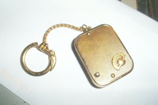 Vintage Gold Tone Reuge Ste - Croix Music Box Keyring Chain - Swiss Made -